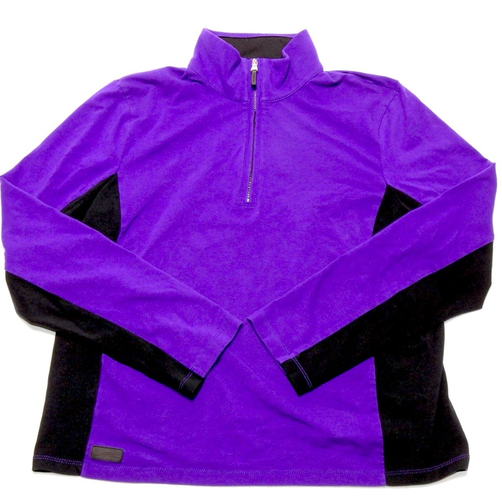 LRL Lauren Ralph‎ Lauren Women XL QuarterZip Pullover Royal Purple w/Black Trim